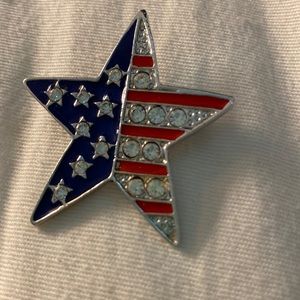 4th of July Star diamond-like rhinestone studded brooch.
